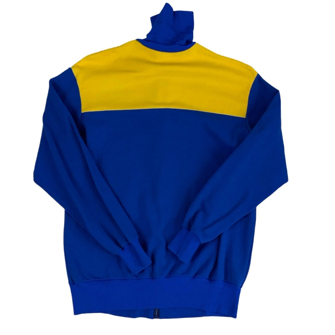 Vintage Retro Leipzig DTSB Bright Yellow & Blue Cotton Football Zip up Track Jacket S M