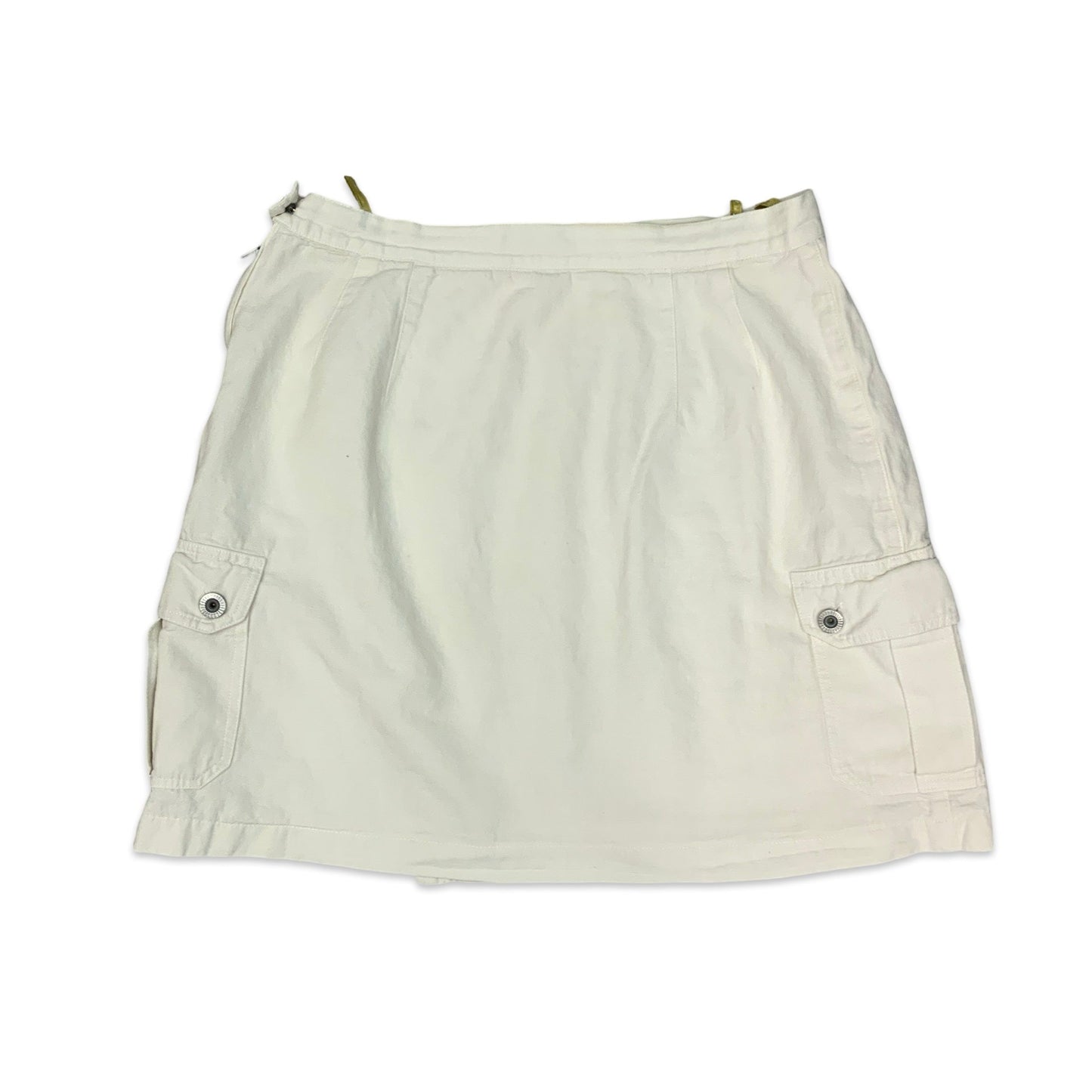 90s White Cargo Wrap Around Mini Skirt 14