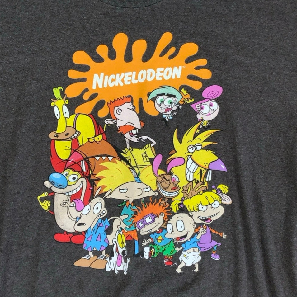 90s 'Nickelodeon Rewind' Official Cartoon Graphic Black Single Stitch T-Shirt L
