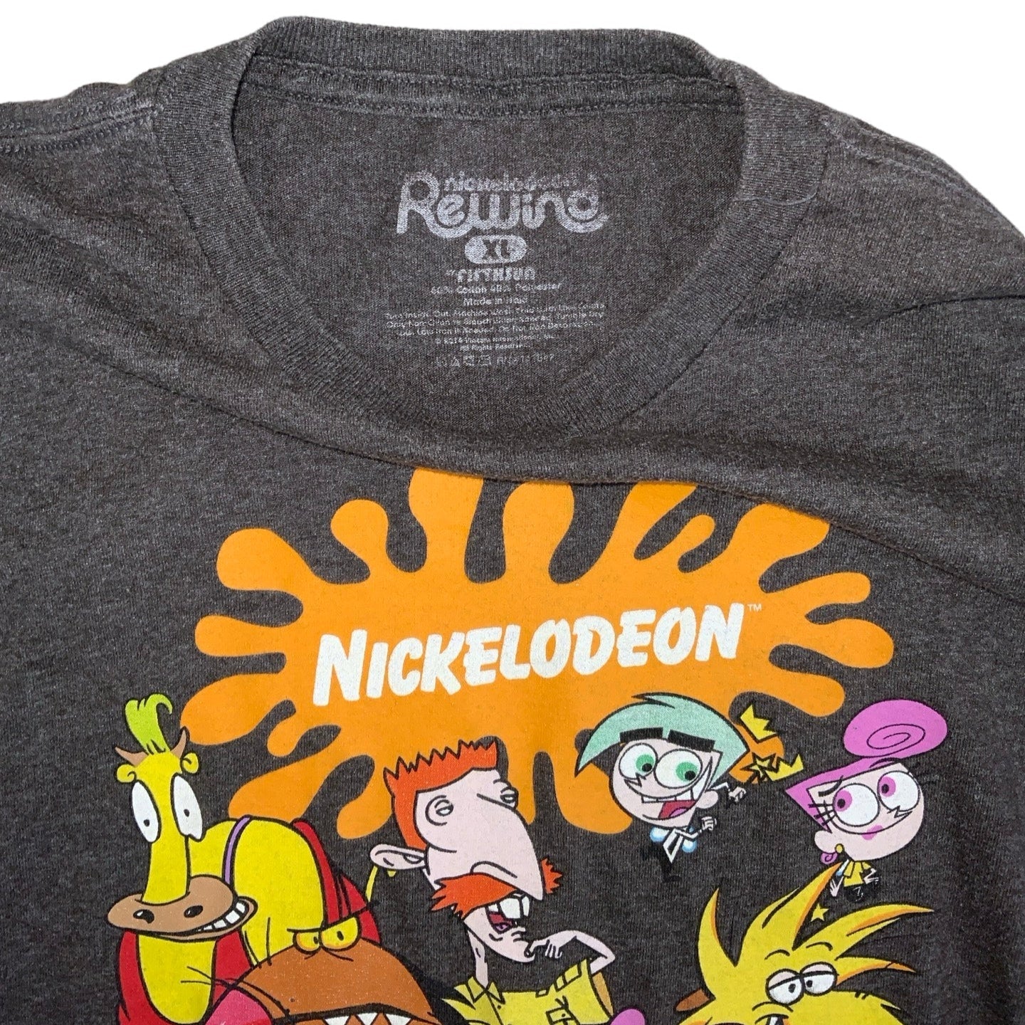 90s 'Nickelodeon Rewind' Official Cartoon Graphic Black Single Stitch T-Shirt L