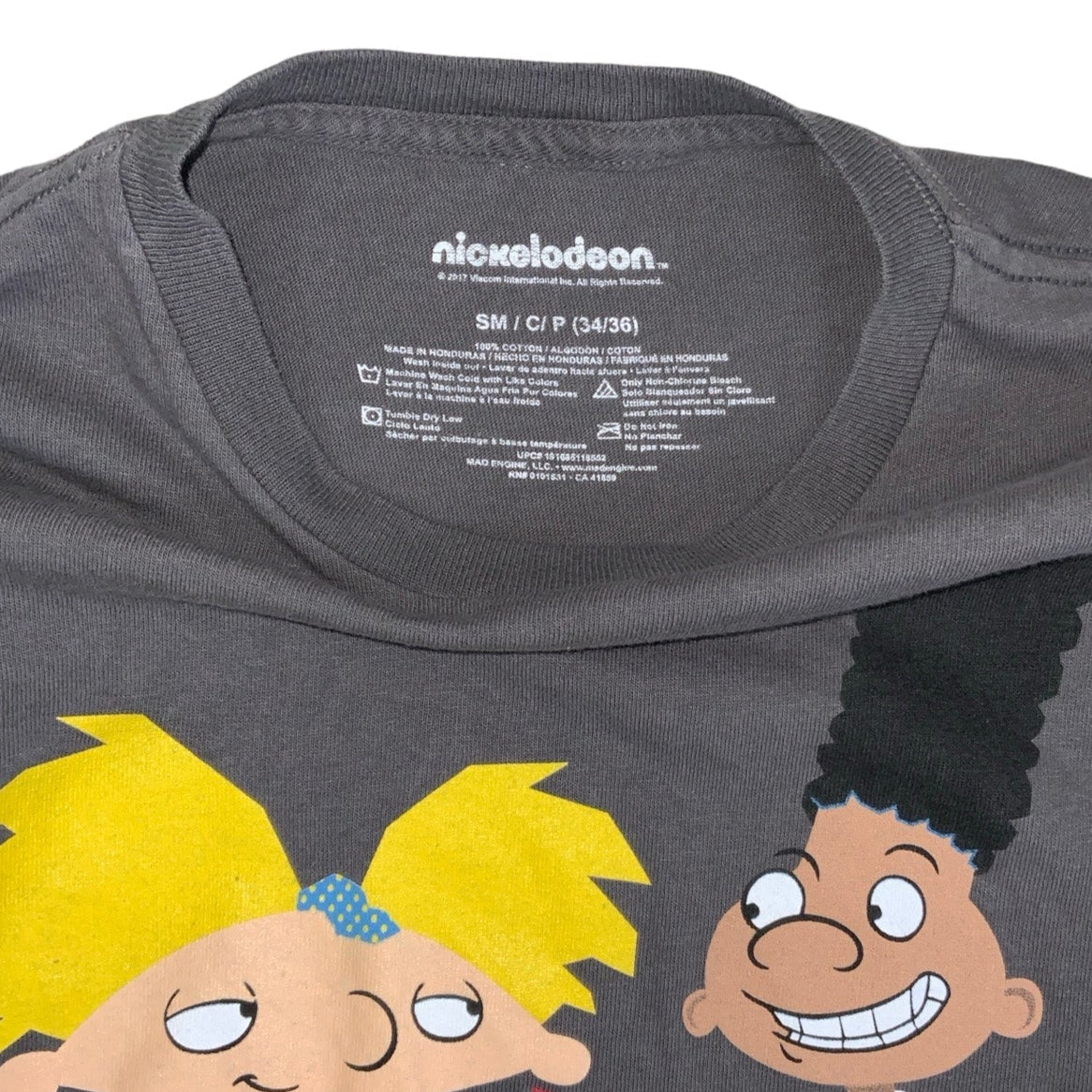 Vintage 90s 'Nickelodeon' Grey Hey Arnold Cartoon Graphic T-Shirt XS