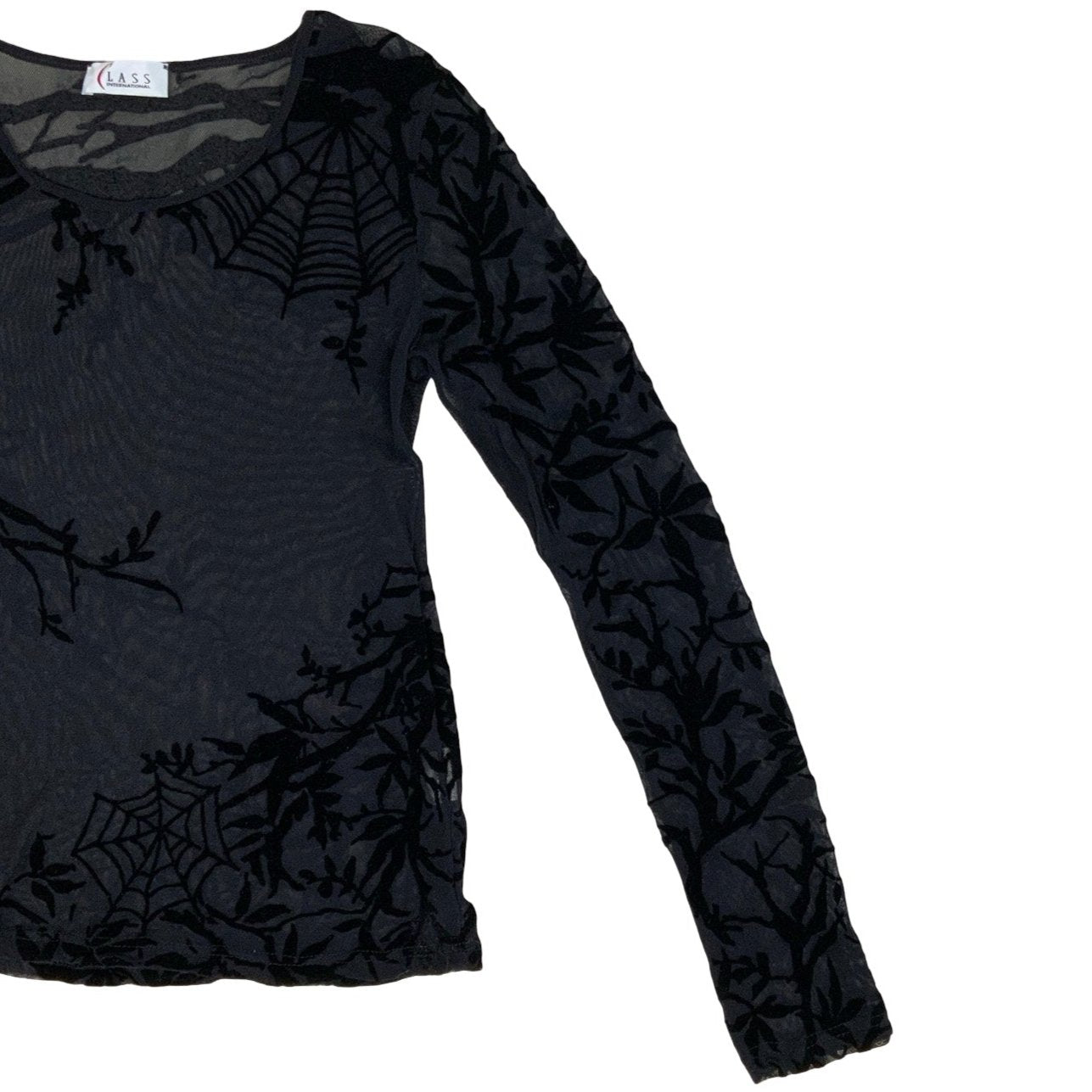 Vintage Y2K Black Lurex Witchy Gothic Web Top XS 6