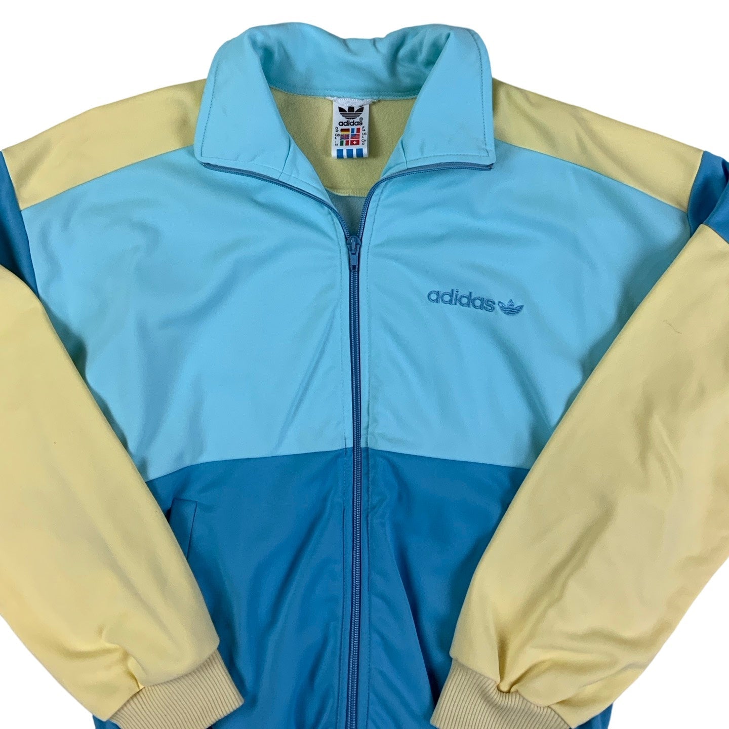 Vintage Adidas Pastel Blue & Yellow Track Jacket M L