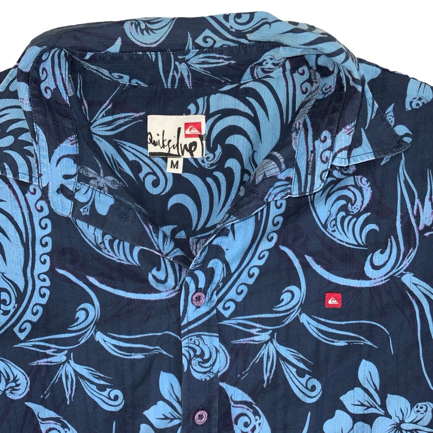 Vintage 'Quicksilver' Blue Hawaiian Floral Short Sleeved Shirt M L