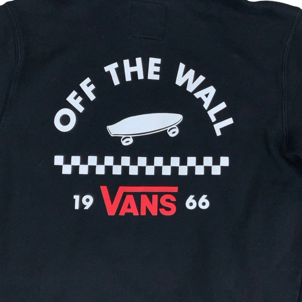 2019 'Vans Off The Wall' Skateboard Black Graphic Pull-Over Hoodie S M