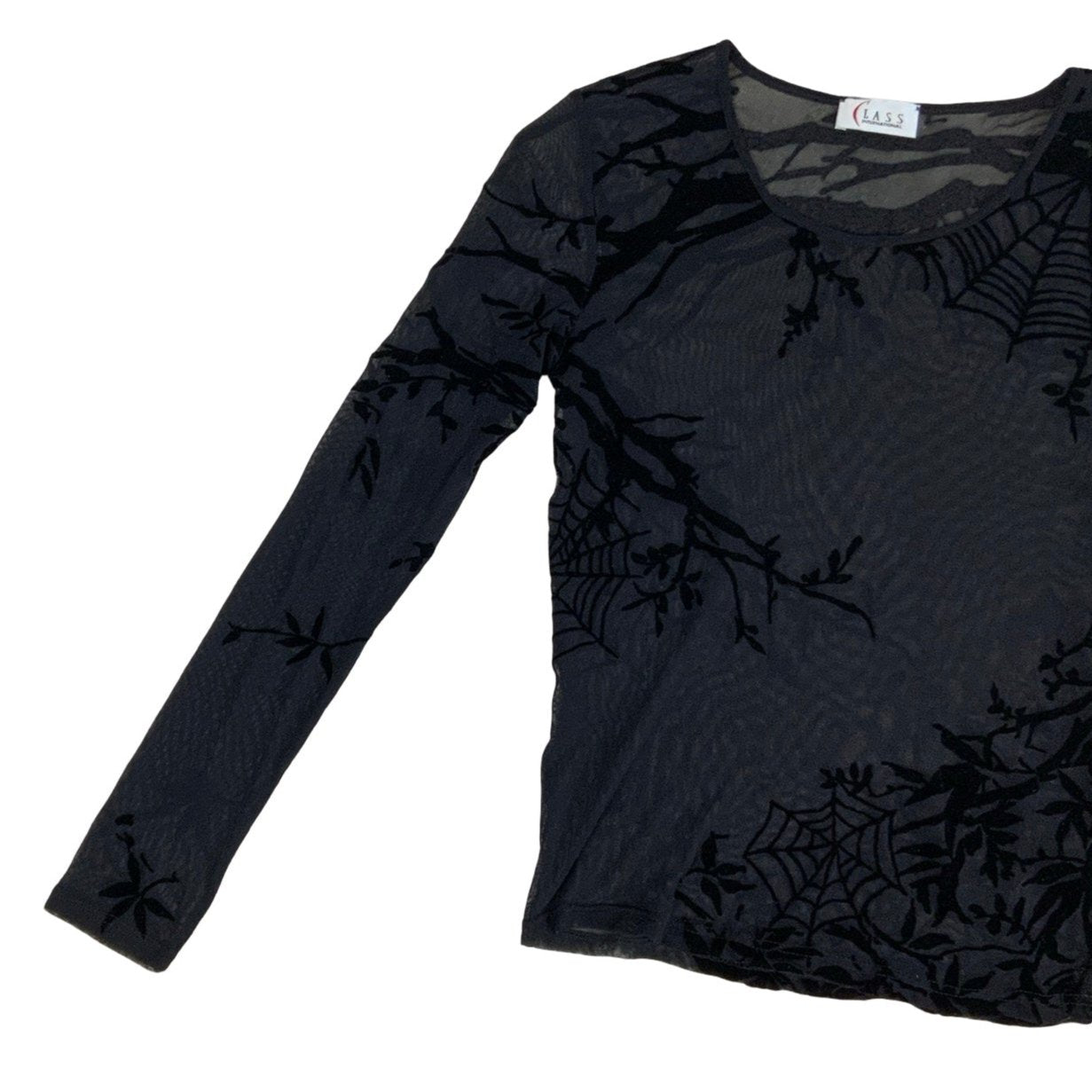 Vintage Y2K Black Lurex Witchy Gothic Web Top XS 6