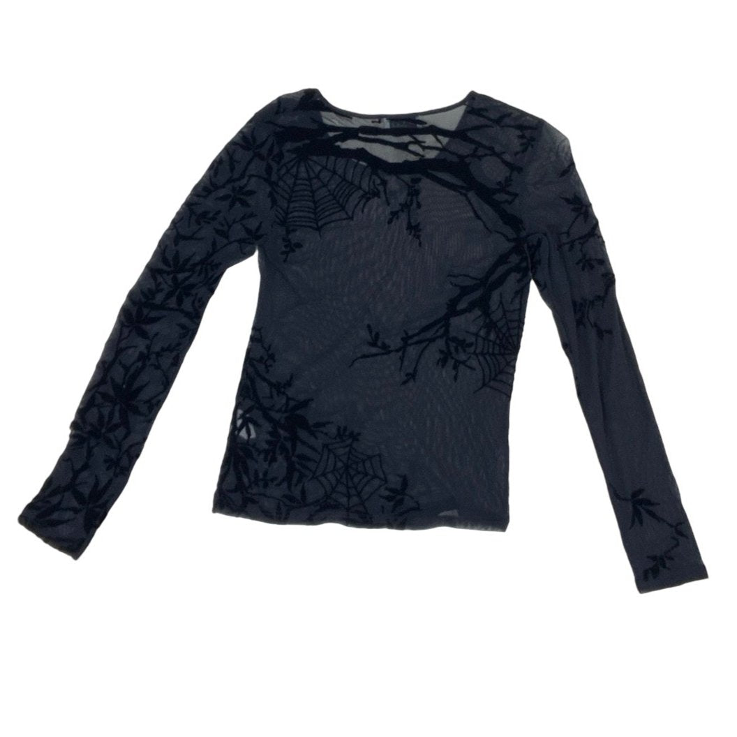 Vintage Y2K Black Lurex Witchy Gothic Web Top XS 6