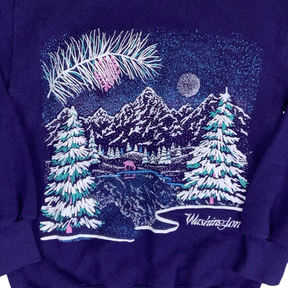 Vintage 90s 'Washington' Purple Christmas Graphic Sweatshirt XS