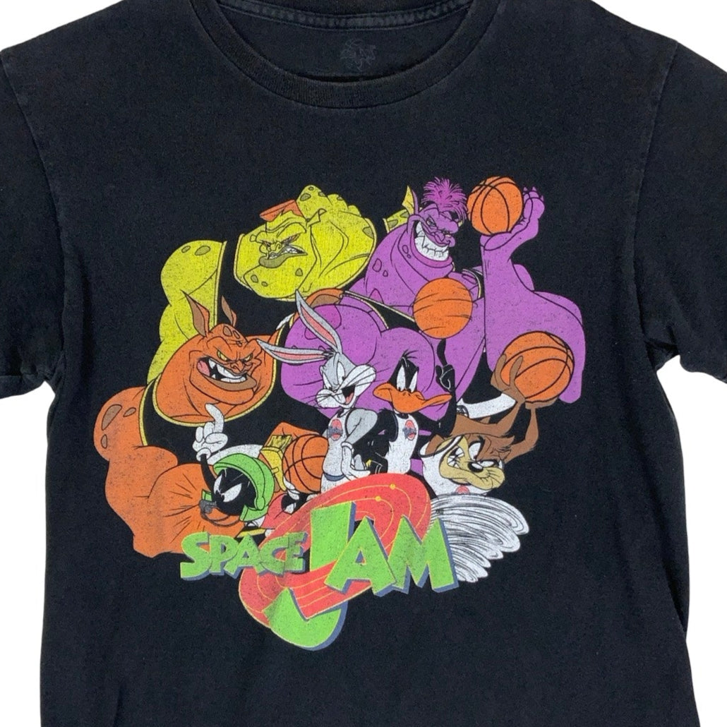 Vintage 90s 'Space Jam' Grey Cartoon Graphic T-Shirt S