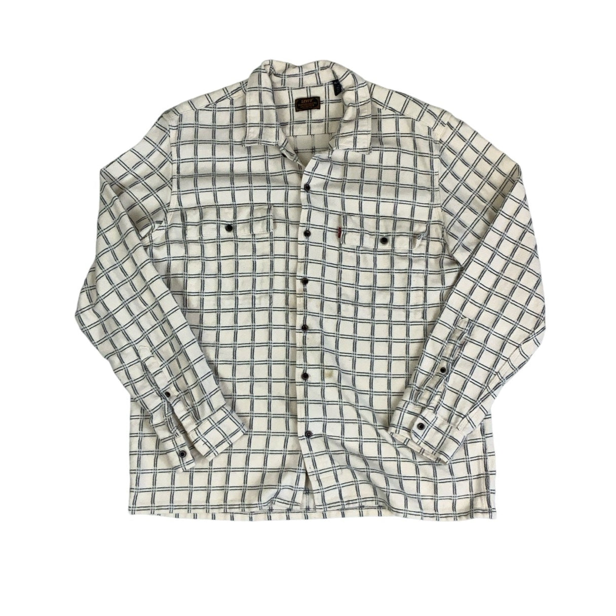 Vintage 90s Levi's Skateboarding Collection White Checked Long Sleeved Shirt L XL