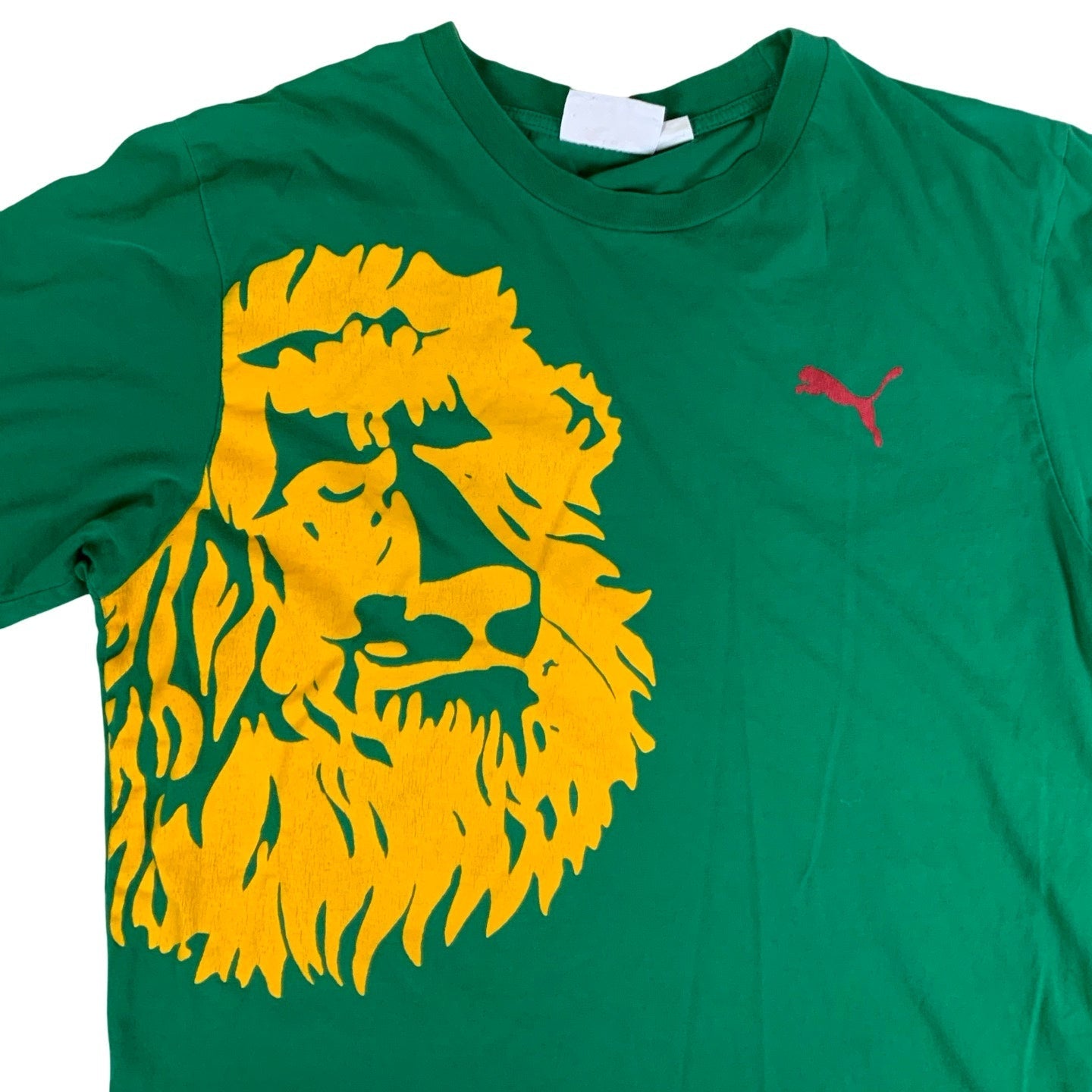 Vintage PUMA Grafishch Yellow Green Lion T-shirt S M