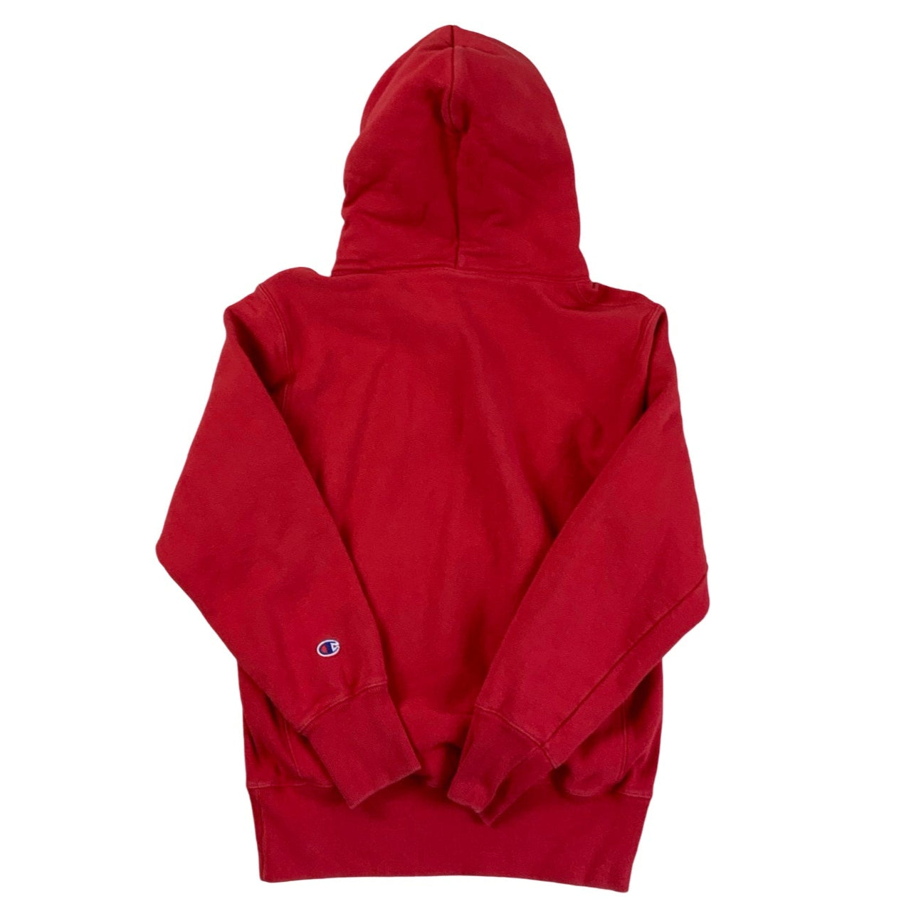 Vintage Champion Red Spell Out Logo Hoodie M L