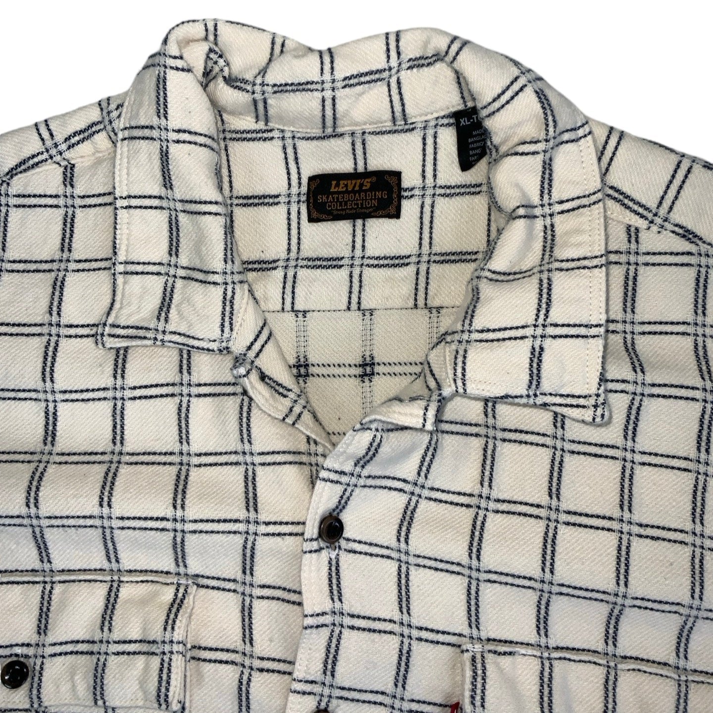 Vintage 90s Levi's Skateboarding Collection White Checked Long Sleeved Shirt L XL