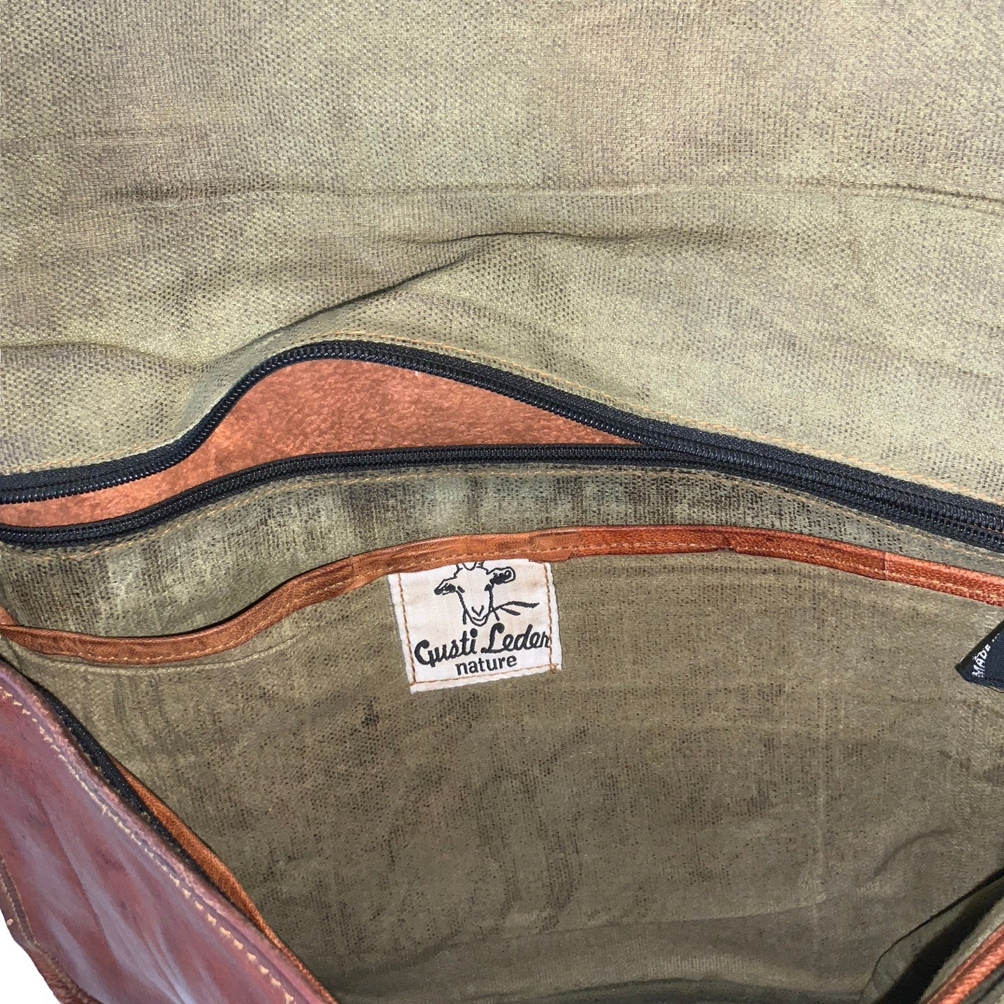 Vintage 'Gusti Leden' Brown Sheep Leather Messenger Shoulder Bag