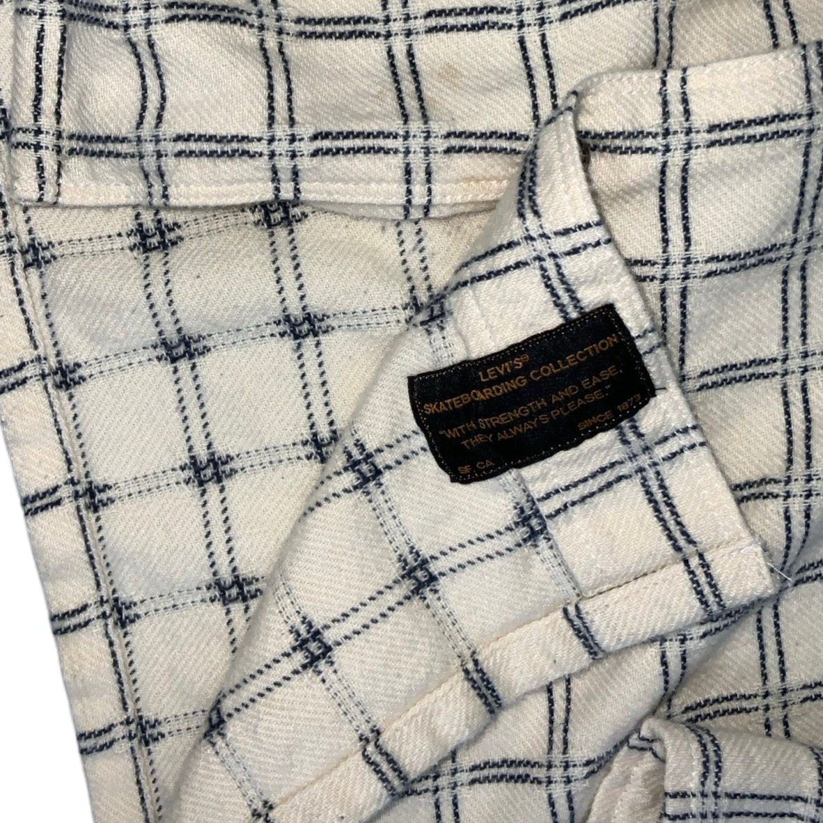 Vintage 90s Levi's Skateboarding Collection White Checked Long Sleeved Shirt L XL