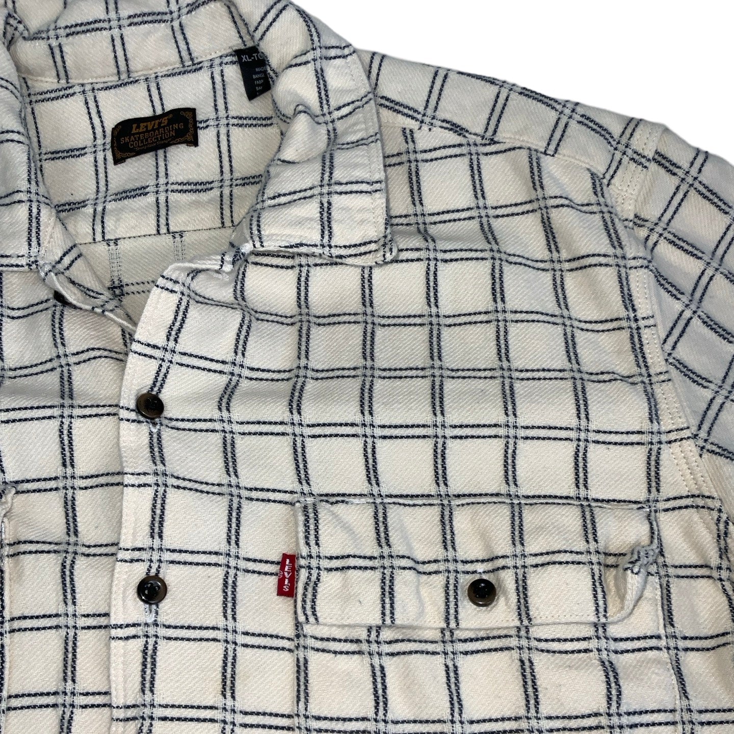 Vintage 90s Levi's Skateboarding Collection White Checked Long Sleeved Shirt L XL