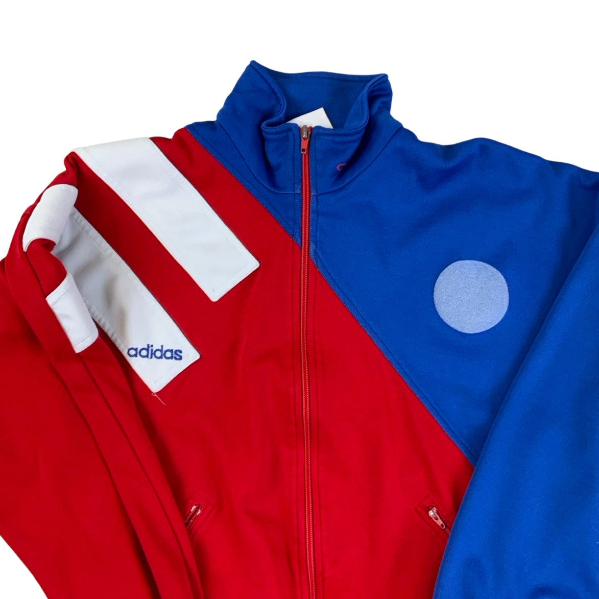 Vintage Adidas Track Jacket Blue & Red Colour Blocked M L