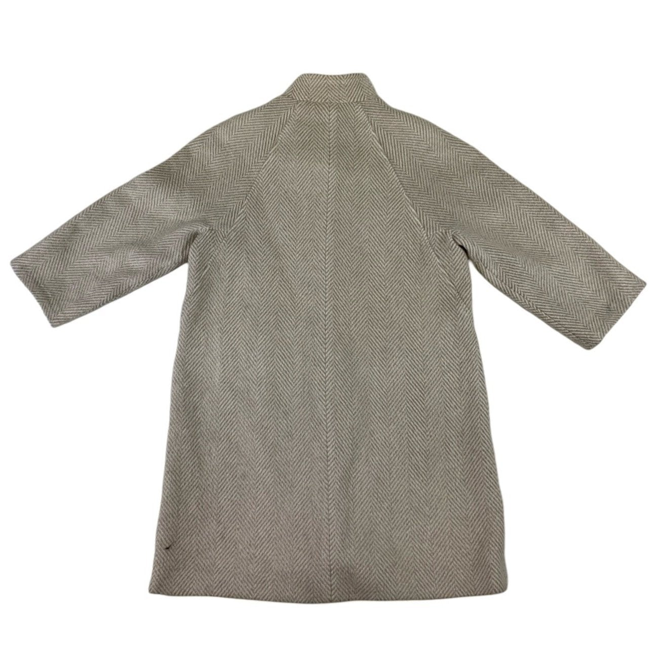 Grey Striped Wool Long Coat 14 16