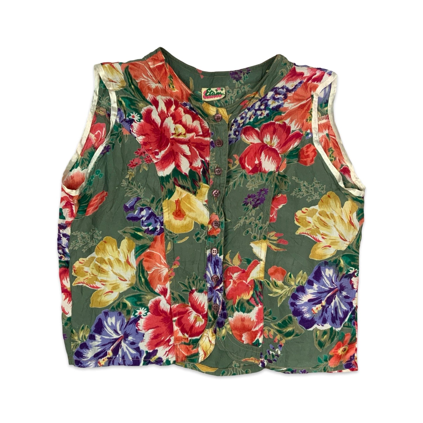 Y2K Floral Button Up Crop Top 12
