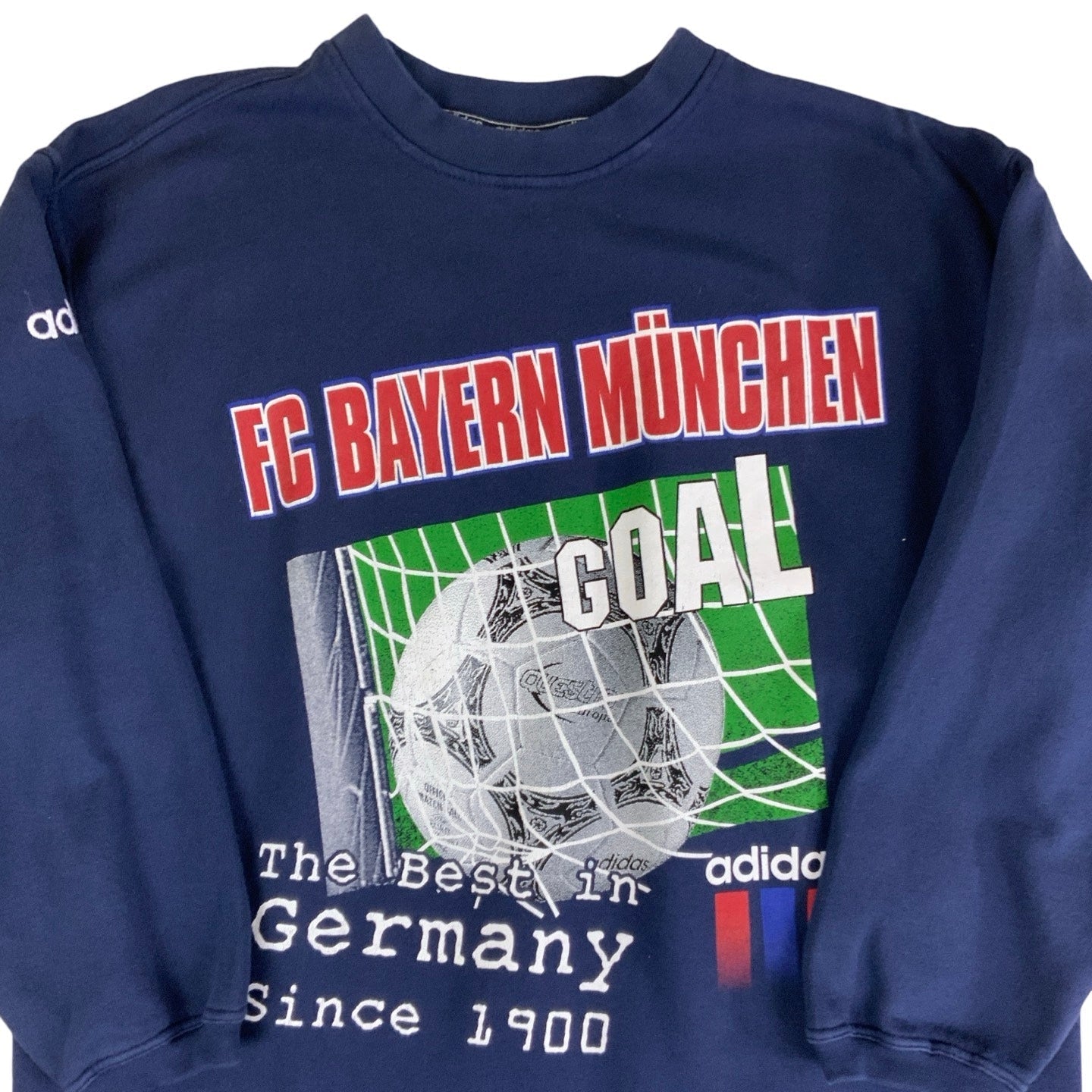 Vintage 90s Graphic Navy Bayern Munich Football Sweatshirt M L