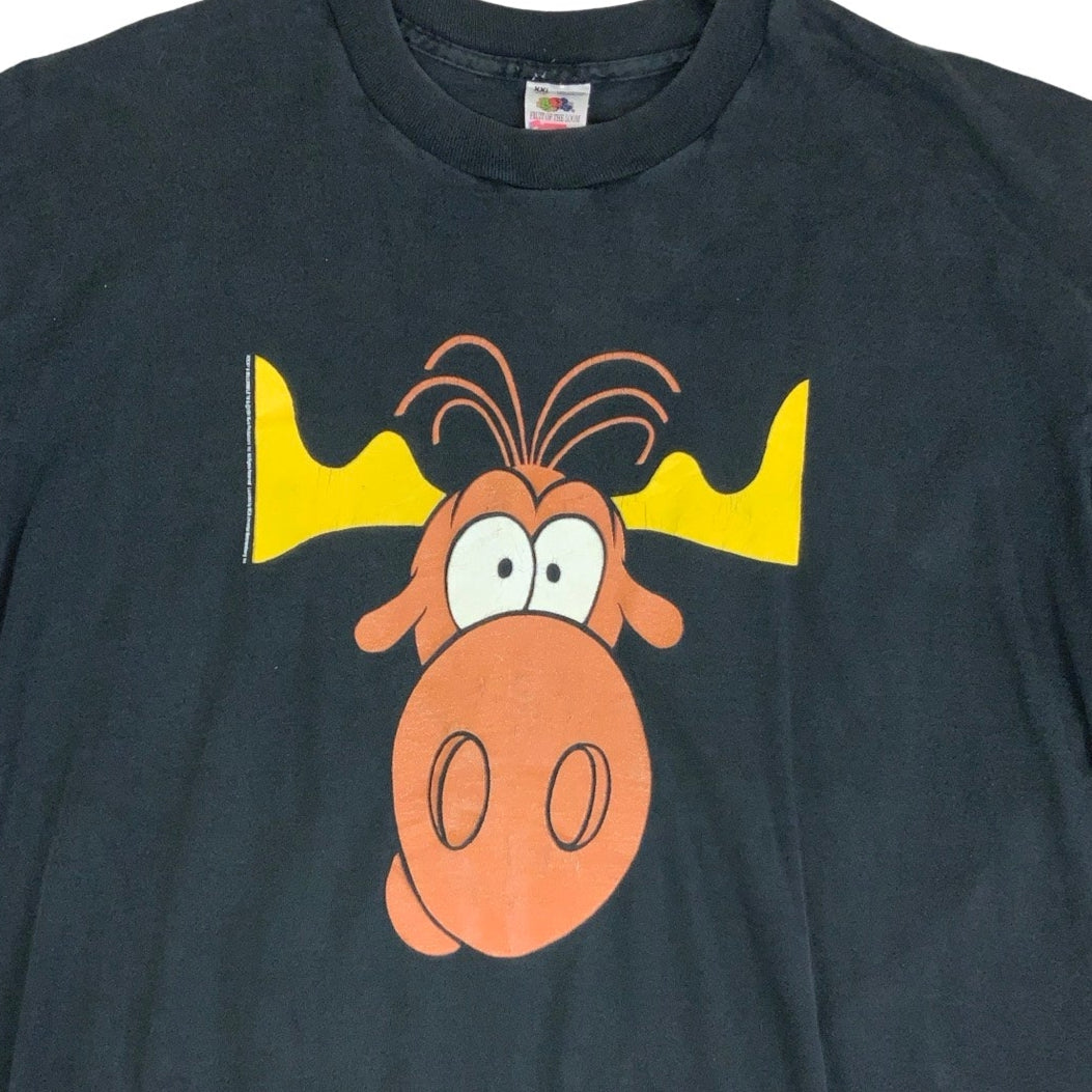 Vintage 1993 'Fruit of the Loom' Black Taco Bell Promo Rocky Bullwinkle Graphic