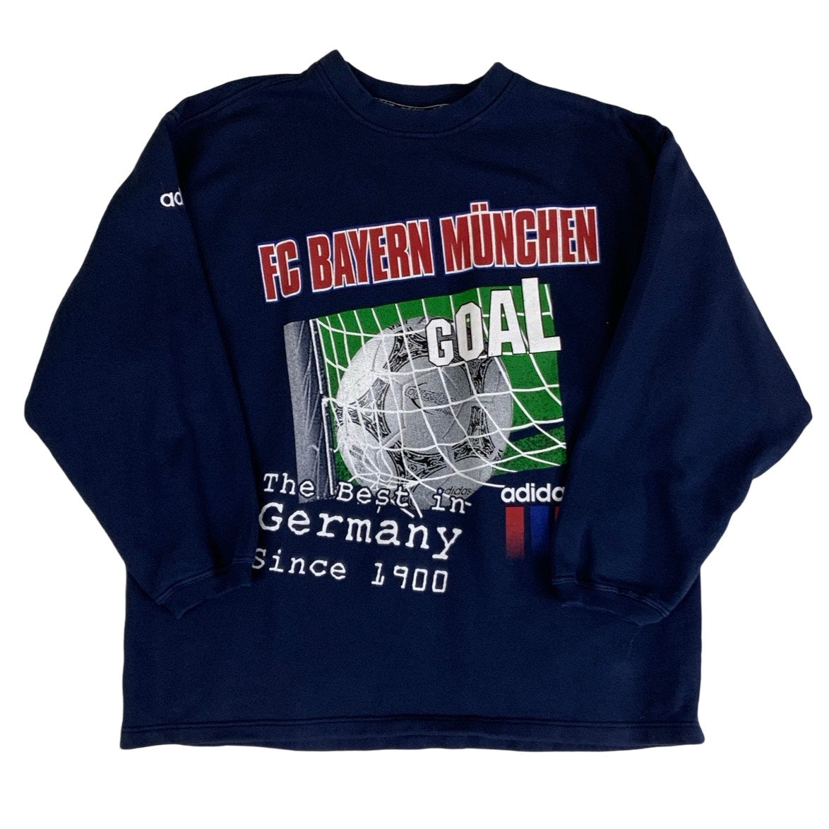 Vintage 90s Graphic Navy Bayern Munich Football Sweatshirt M L
