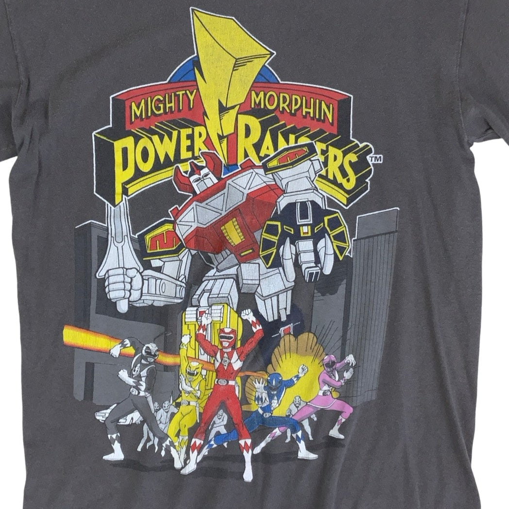 Vintage 90s 'Mighty Morphin Power Rangers' Cartoon Network Promo Grey Graphic T-Shirt S M