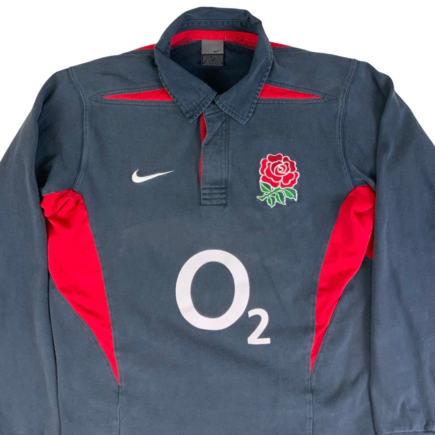 00s Nike England Rugby Team Long Sleeve Polo Shirt S M