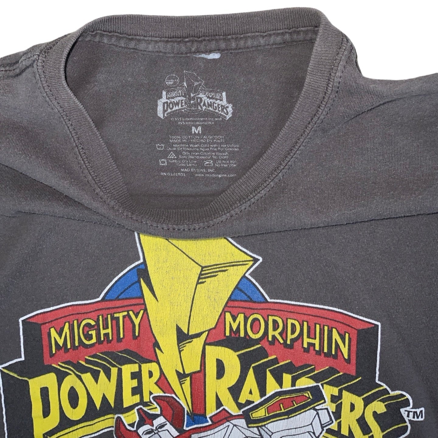 Vintage 90s 'Mighty Morphin Power Rangers' Cartoon Network Promo Grey Graphic T-Shirt S M
