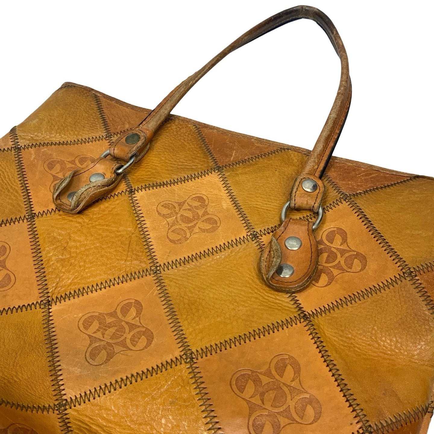 Vintage Brown Patchwork Leather Handbag