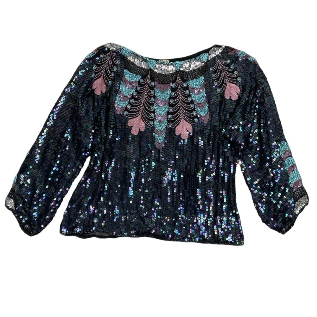 Vintage Lurex Sequin Bead Party Wear Top 14 16 18