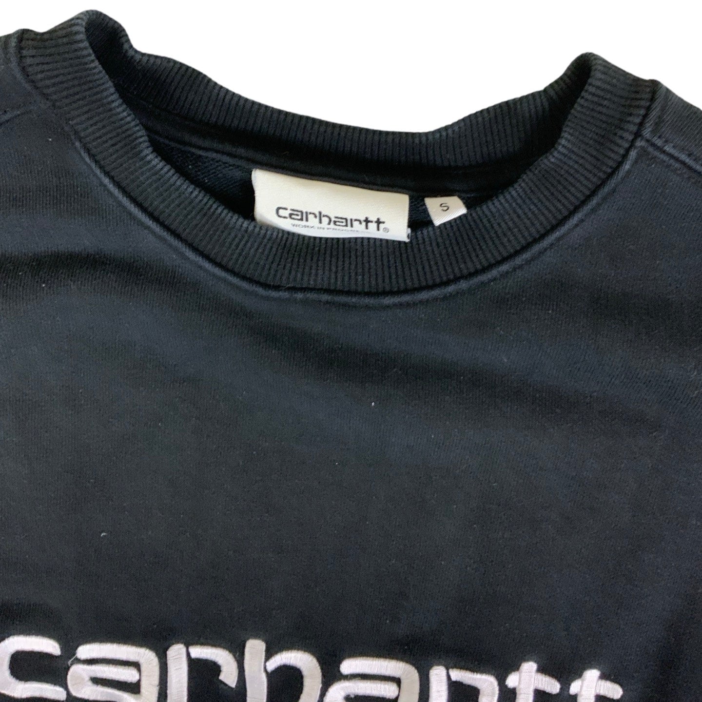 Black Carhartt Spell Out Logo Sweatshirt XS S