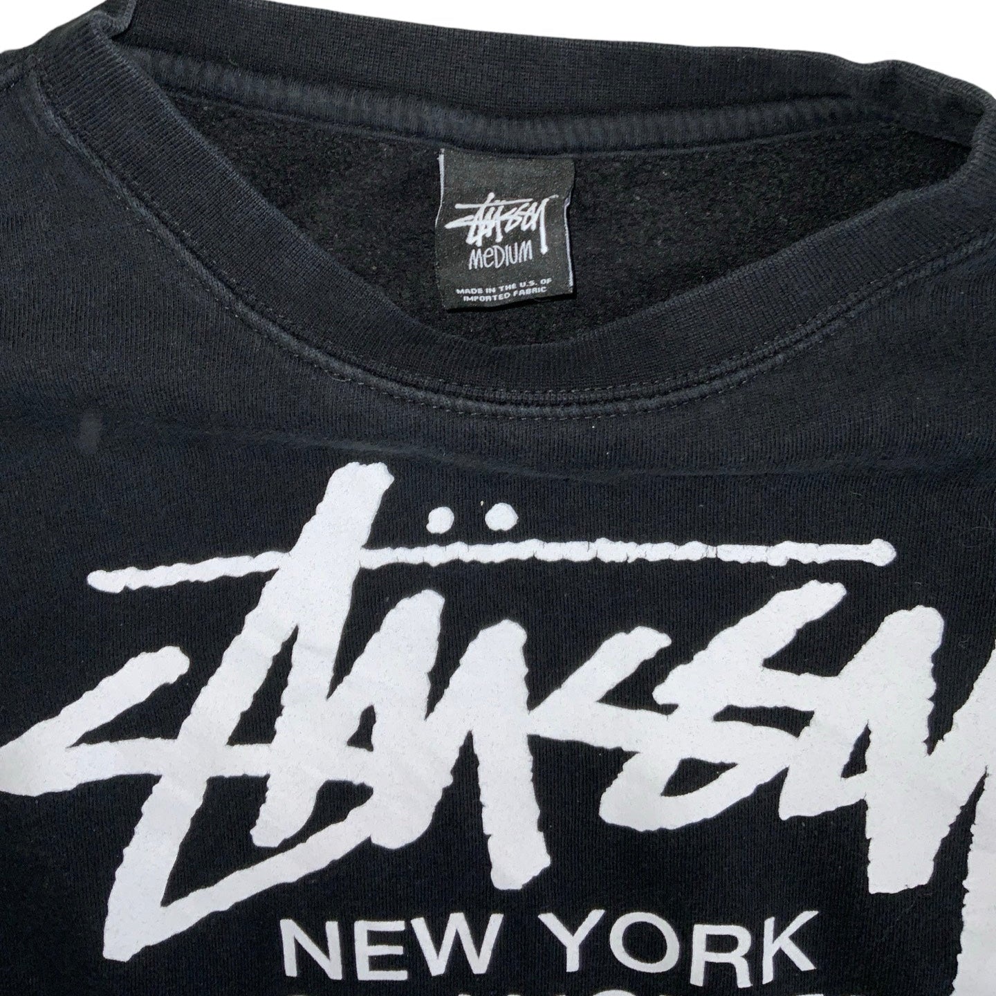 Vintage y2k 'Stüssy' Black Spell-Out Long Sleeved Graphic Sweatshirt M