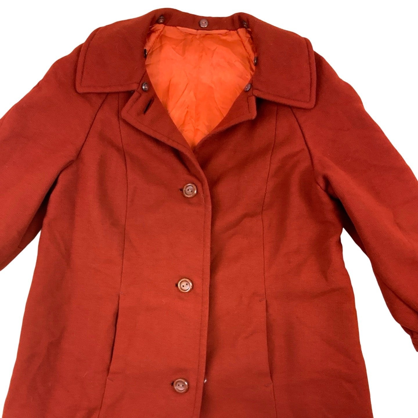 Vintage 80 90s Red Wool Trench Coat 12 14