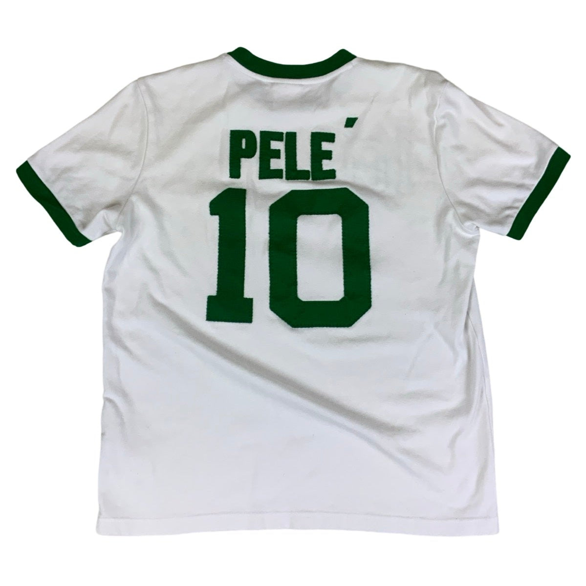 Vintage Reissue RARE Pele White Ringer Football T-shirt M L