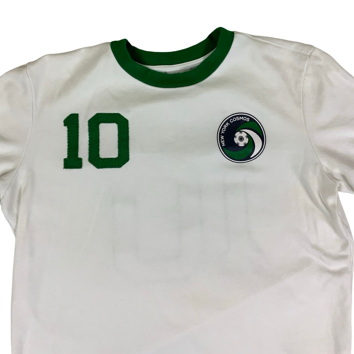 Vintage Reissue RARE Pele White Ringer Football T-shirt M L
