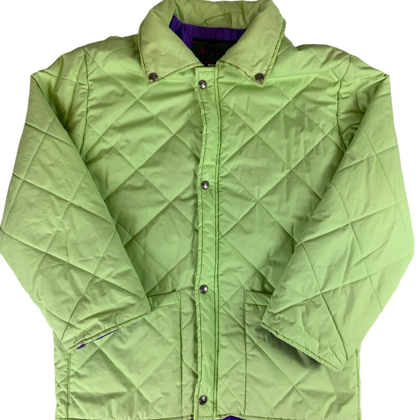 Vintage Fila Lime Green Collar Quilted Jacket L XL