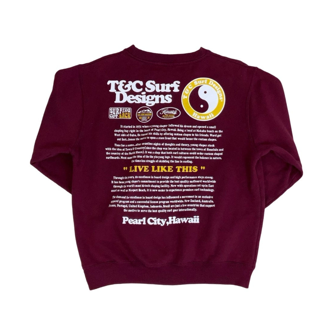 Vintage 90s 'Town & City Surf Design' Burgundy Spell-Out Sweatshirt S M