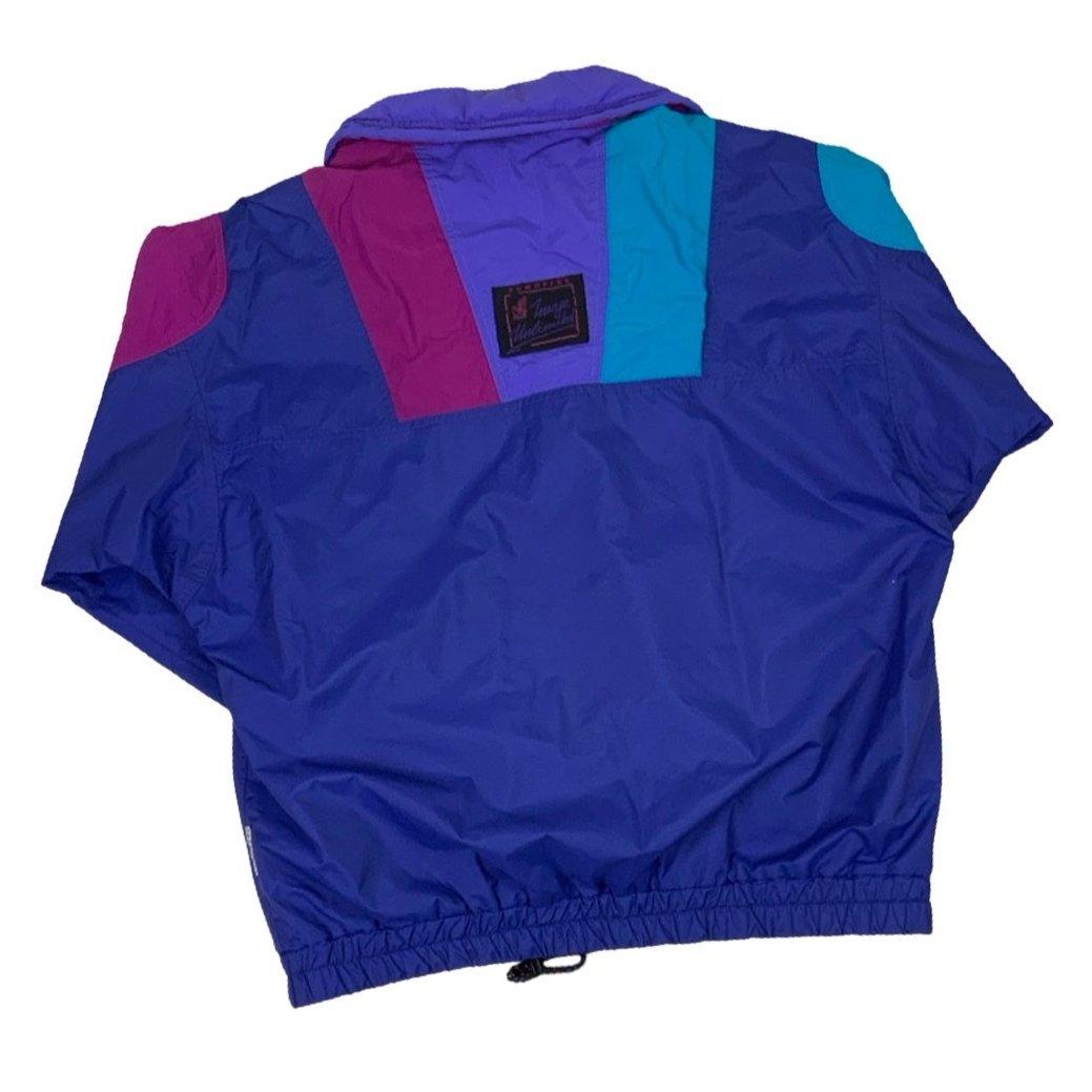Vintage 90s 'Schöffel Image Unlimited' Pink Purple Green Pull-Over Windbreaker XL