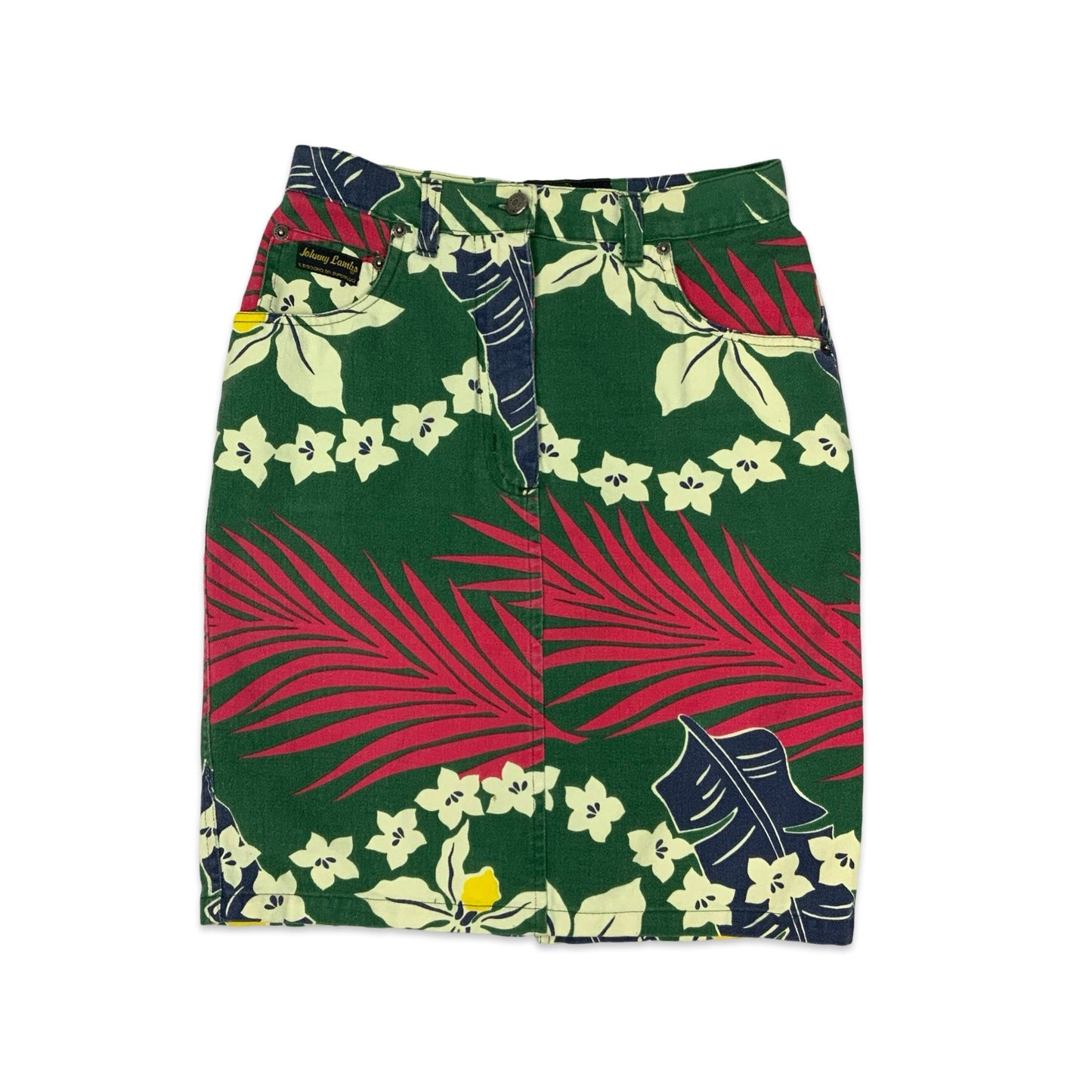 80s Johnny Lambs Hawaiian Floral Print Skirt 10