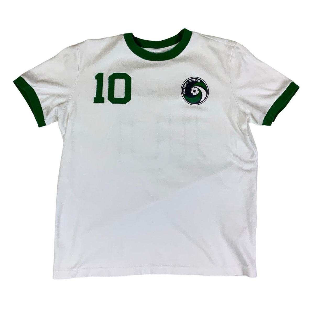Vintage Reissue RARE Pele White Ringer Football T-shirt M L