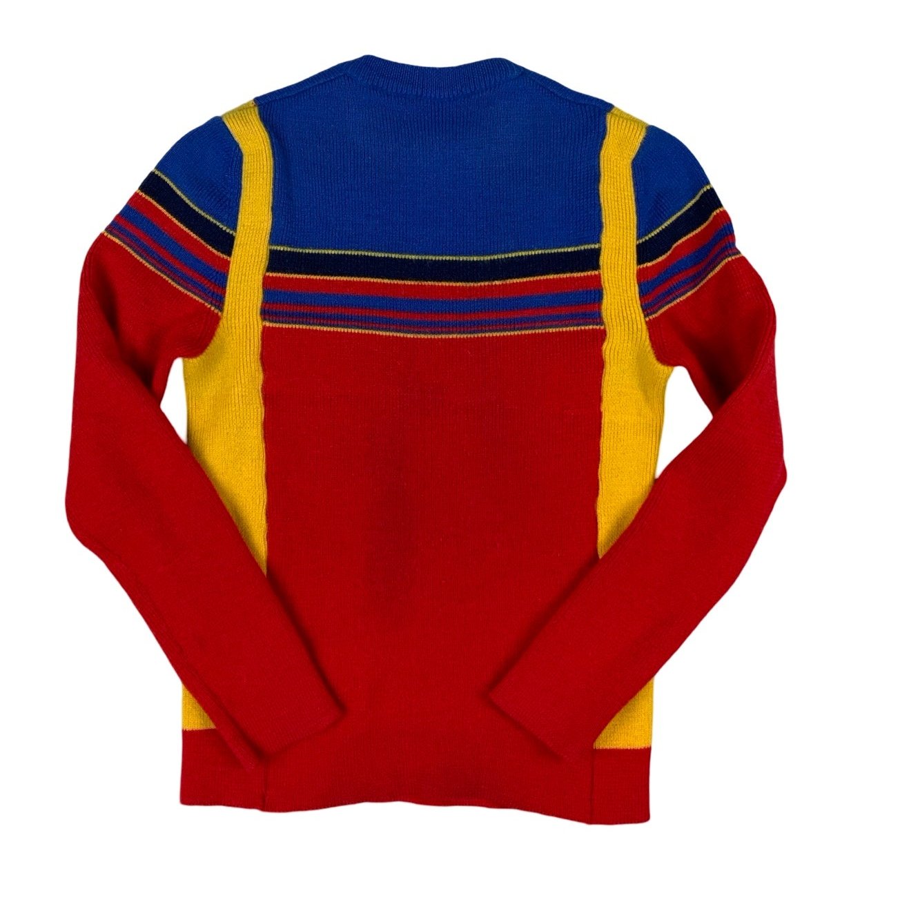 70s 80s Vintage Colour Blocked Knitted Jumper XS 10 12