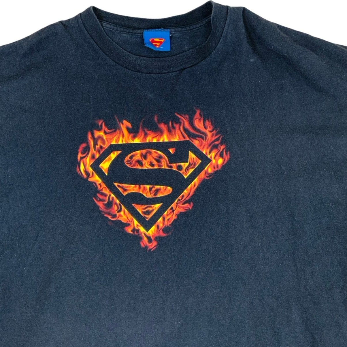 90s Superman Flame Graphic Tee M L XL
