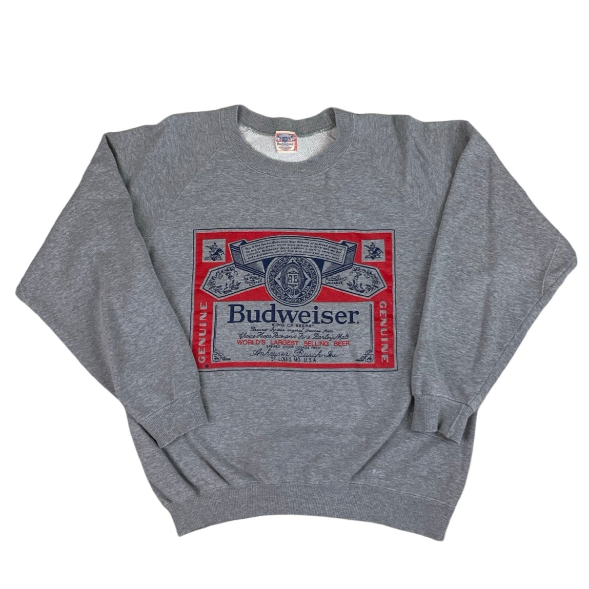 Vintage 90s Budweiser Graphic Grey Sweatshirt S M