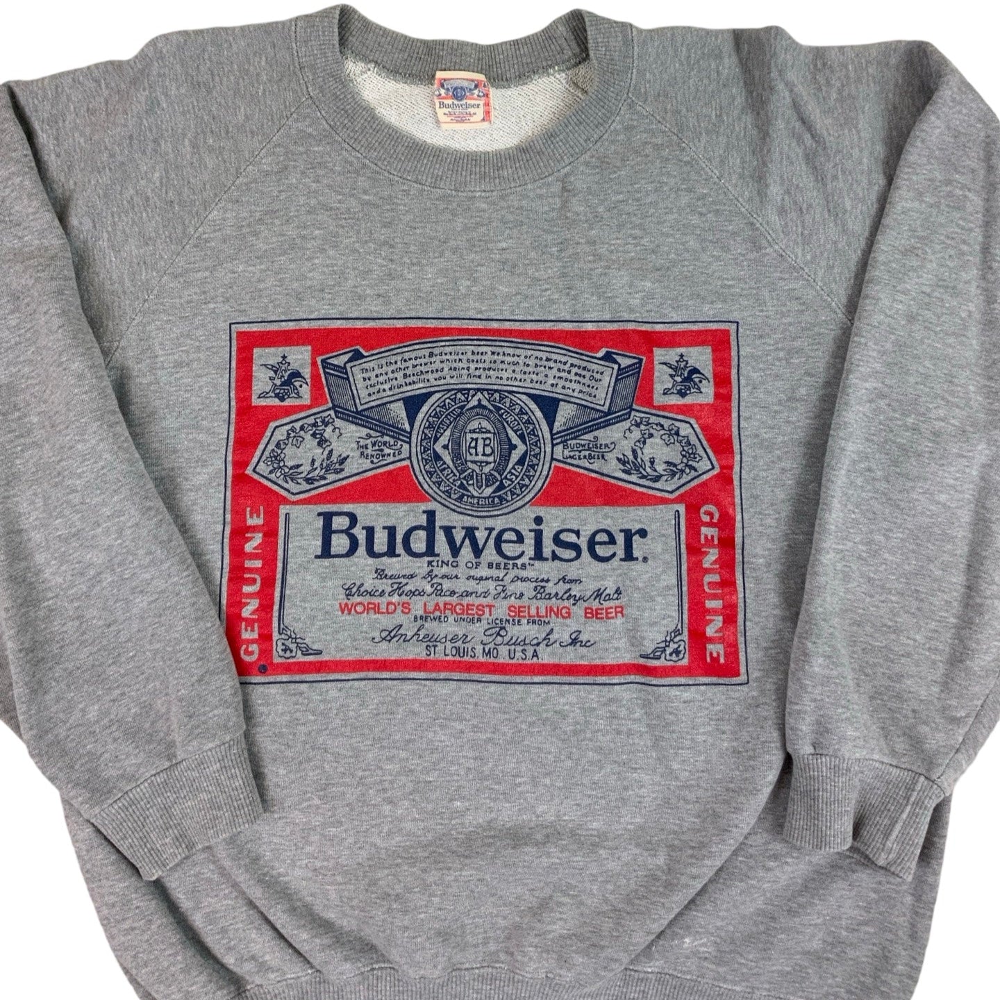 Vintage 90s Budweiser Graphic Grey Sweatshirt S M