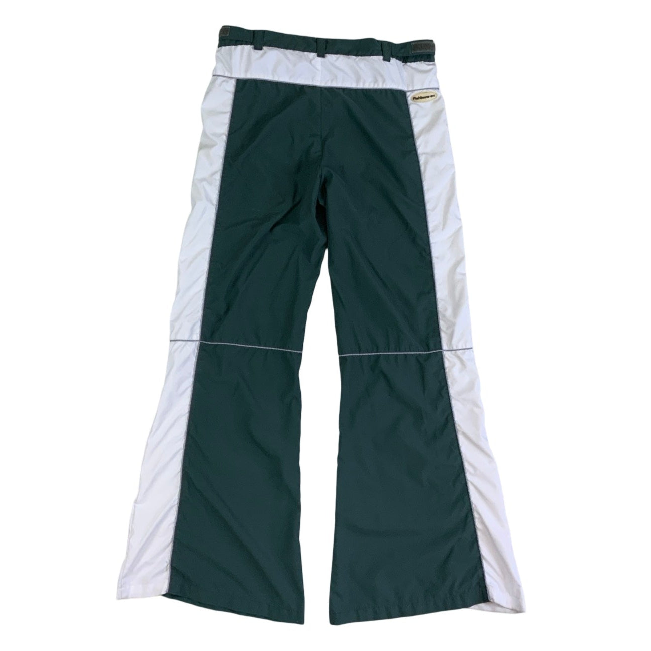 Vintage 2000s Y2k Fishbone Green & White Flared Track Pant L XL