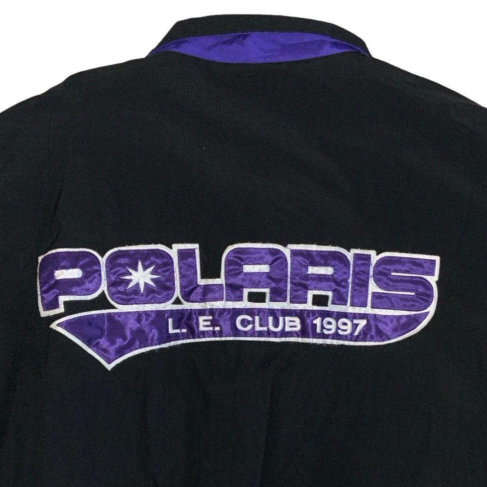 Vintage 90s Streetwear Purple White Black Polaris Club Quilted Bomber Varsity Jacket 3XL 4XL