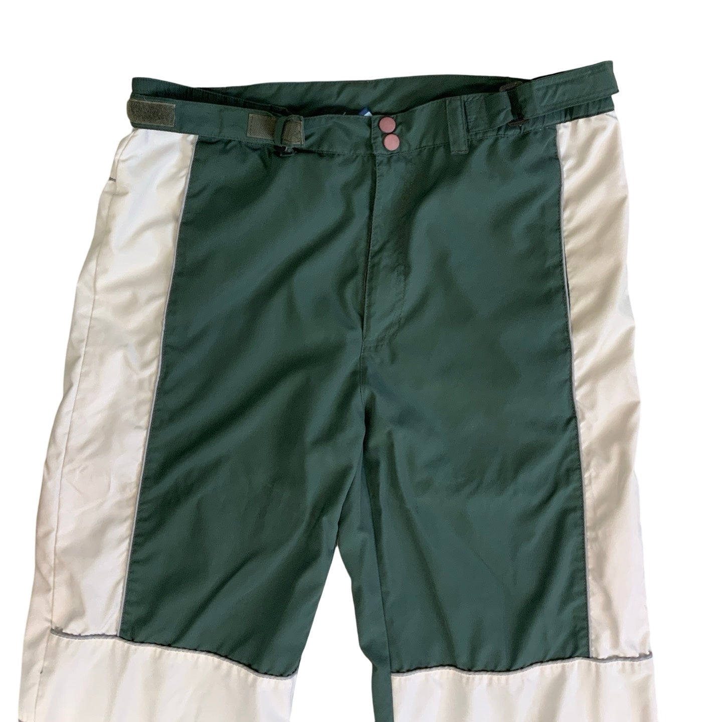 Vintage 2000s Y2k Fishbone Green & White Flared Track Pant L XL
