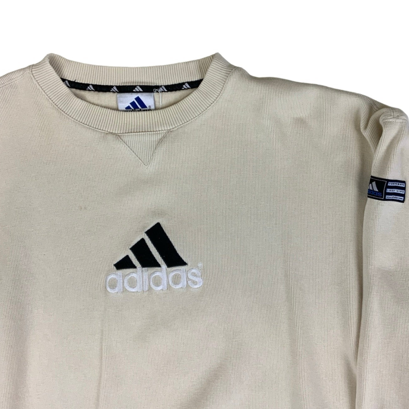 Vintage 90s Adidas Cream Knitted Sweatshirt M L