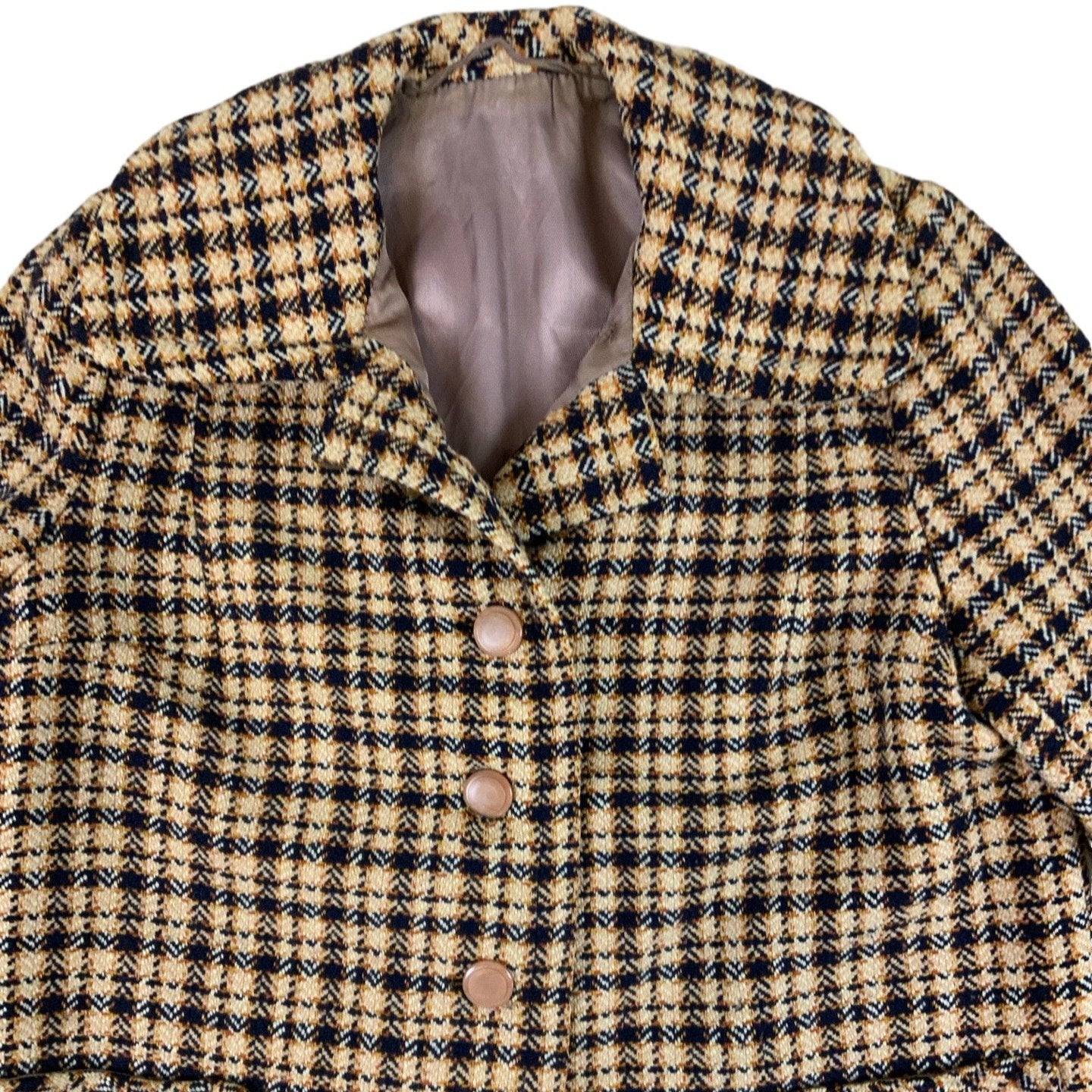 Vintage Wool Pattern Womens Coat S UK 6 8